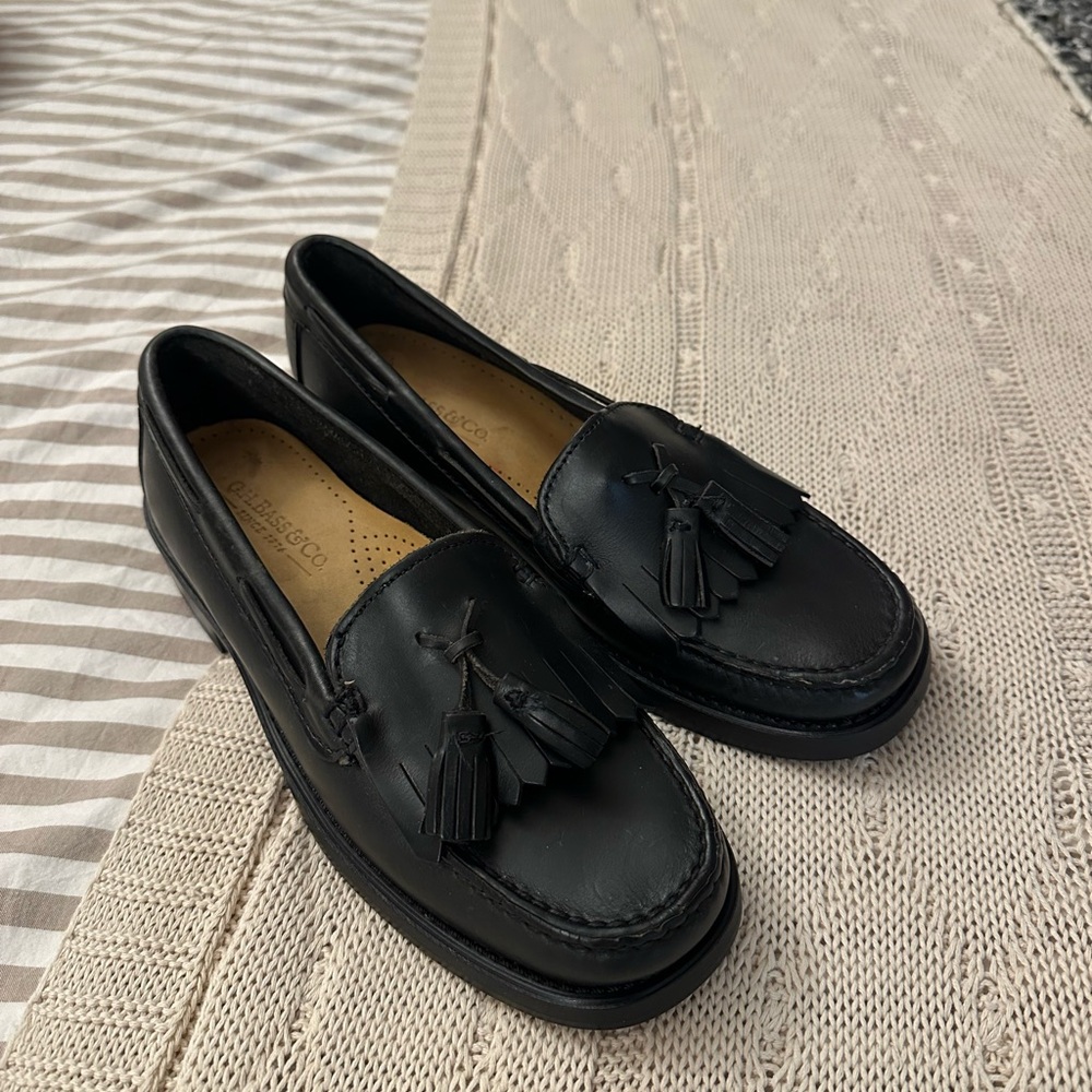 G.H. Bass & Co. Black Leather Tassel Loafers